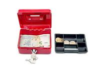 Geldkist MAUL met muntgleuf en slot 125x95x60mm rood - thumbnail