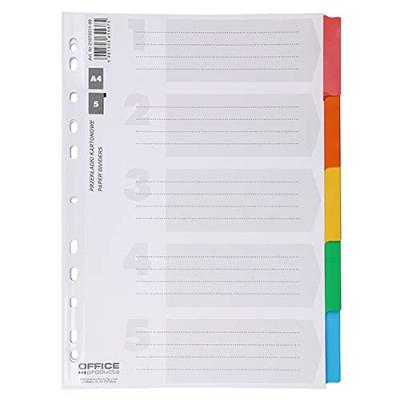 OFFICE products tabbladen, A4, karton, 11-gaatsperforatie, geassorteerde kleuren, 5 tabs