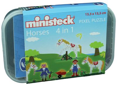 Ministeck paarden 4in1 plastic doos 500 stukjes