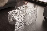 Handgemaakte salontafel ABSTRACT 49cm set van 2 zilver in Gap-design - 38965 - thumbnail
