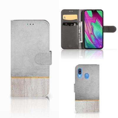 Samsung Galaxy A40 | Book Style Case | Wood Concrete