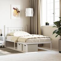 Bedframe met hoofdbord metaal wit 107x203 cm - thumbnail