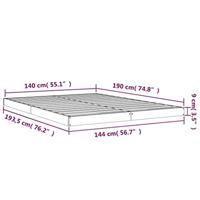 Bedframe massief grenenhout wit 140x190 cm - thumbnail