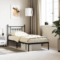 Bedframe met hoofdbord metaal zwart 90x190 cm - thumbnail