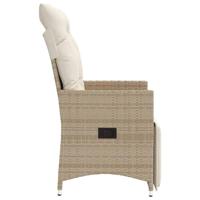 Tuinstoel verstelbaar met kussens poly rattan beige - thumbnail