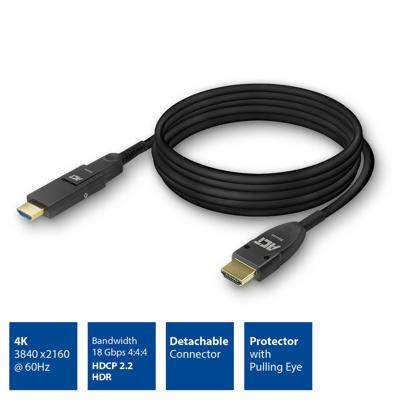 ACT AK4101 HDMI High Speed 4K Active Optical Cable | Afneembare Connector | v2.0 HDMI-A male/HDMI-A male | 15 meter