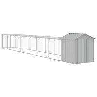 Kippenhok met ren 117x813x123 cm staal lichtgrijs - thumbnail