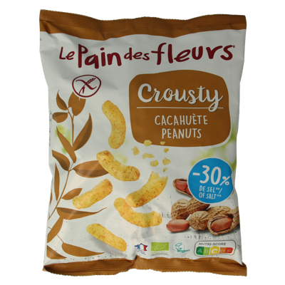 Chips gepoft pinda -30% zout glutenvrij vegan bio 75 Gram
