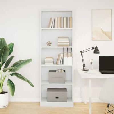 Boekenkast 60x24x176 cm bewerkt hout wit