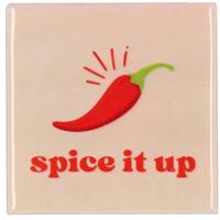 Daan Kromhout Design tegeltje keramiek spice it up 10x10cm beige - thumbnail