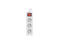LANBERG VERLENGKABEL 3M WIT, 3X 230V PL, MET SCHAKELAAR - thumbnail