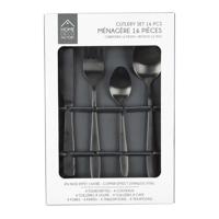 Bestekset zwart 16 delig - thumbnail