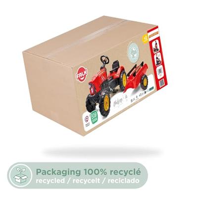 FALK - Rode pedaaltractor met supercharger inclusief openingskap en trailer