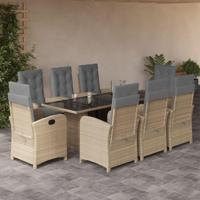 9-delige Tuinset met kussens poly rattan gemengd beige - thumbnail