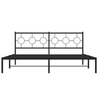 Bedframe met hoofdbord metaal zwart 183x213 cm - thumbnail