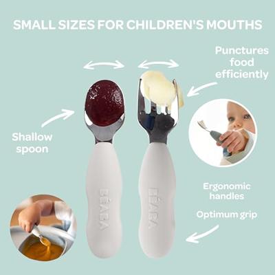 Set roestvrijstalen en siliconen oefenbestek 2e leeftijd BEABA grijs Set roestvrijstalen en siliconen oefenbestek 2e leeftijd BEABA grijs