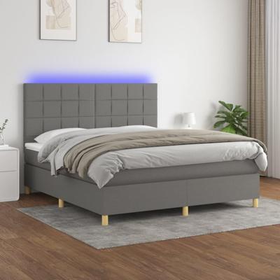 Boxspring met matras en LED stof donkergrijs 160x200 cm
