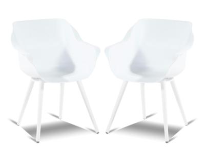 Set van 2 tuinstoelen SOLO wit met ronde poten aluminium Set van 2 tuinstoelen SOLO wit met ronde poten aluminium