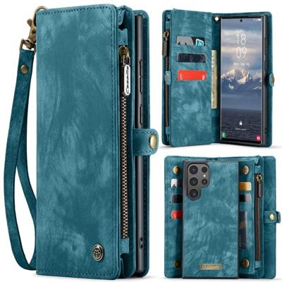 Caseme Samsung Galaxy S25 Ultra hoes - Vintage 2 in 1 portemonnee - Blauw Caseme Samsung Galaxy S25 Ultra hoes - Vintage 2 in 1 portemonnee - Blauw