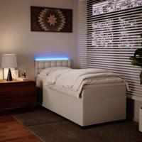 Boxspring met matras kunstleer wit 90x200 cm - thumbnail