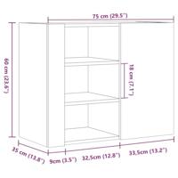 Wandkast 75x35x60 cm bewerkt hout wit - thumbnail