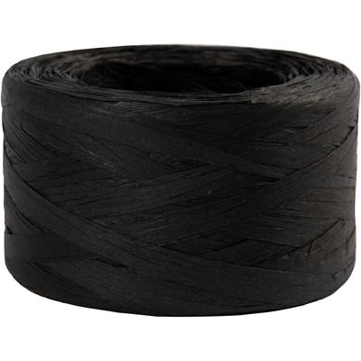 Creativ Company Papier raffia garen, b: 7-8 mm, zwart, 100 m/ 1 rol