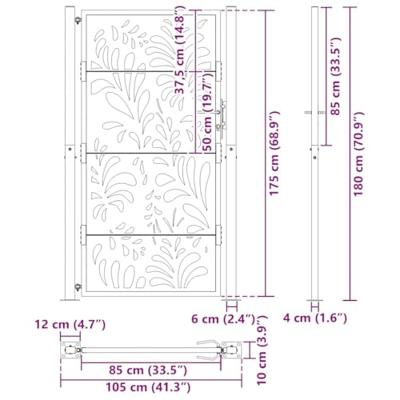 Poort met golfontwerp 105x180 cm weervast staal