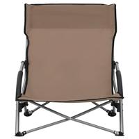Strandstoelen 2 st inklapbaar stof taupe - thumbnail