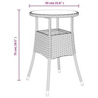 3-delige Bistroset met kussens poly rattan zwart - thumbnail