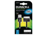 Duracell USB5011A 30-pin naar USB laadkabel/datakabel/sync-kabel 1 meter MFI Apple-gecertificeerd - zwart - thumbnail