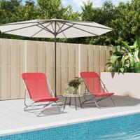 Strandstoelen 2 st textileen en gepoedercoat staal rood - thumbnail