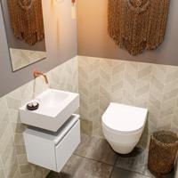 MONDIAZ ANDOR 40cm toiletmeubel talc. LEX 40cm wastafel talc rechts geen kraangat - thumbnail