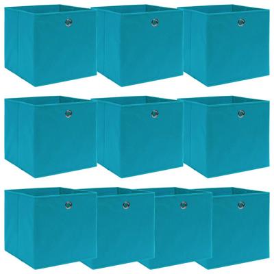 Opbergboxen 10 st 32x32x32 cm stof babyblauw