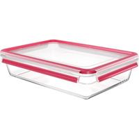 Emsa Clip & Close Vershoudbakje 3 l Glas Met deksel, Waterdicht, BPA-vrij Transparant, Rood 600745 - thumbnail