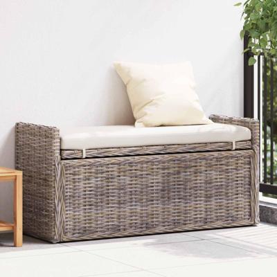 Opslagbank met kussen met opslag Grijs 110 x 40 x 50 cm Rattan