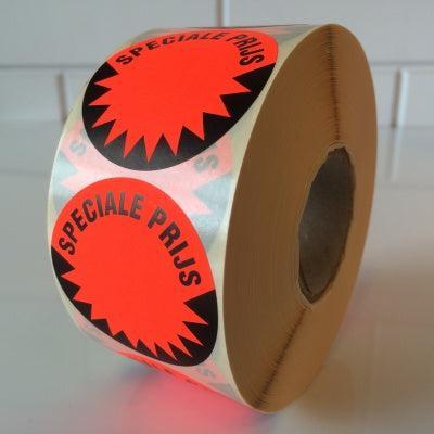 Etiket 35 mm fluor rood SPECIALE PRIJS