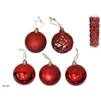 Kerstballen Set - 50 Stuks Rode Kerstballen - Onbreekbare Kerstballen - Kerstdecoratie Mix - Kerstboom Versiering - Kunststof Kerstballen - Rood - thumbnail