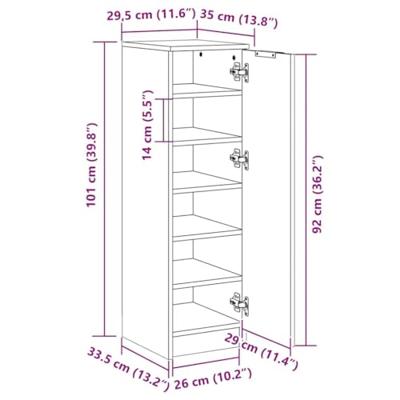 Schoenenkast 30x35x100 cm bewerkt hout grijs sonoma eikenkleur Schoenenkast 30x35x100 cm bewerkt hout grijs sonoma eikenkleur