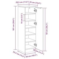 Schoenenkast 30x35x100 cm bewerkt hout grijs sonoma eikenkleur - thumbnail