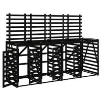 Containerberging viervoudig massief grenenhout zwart - thumbnail
