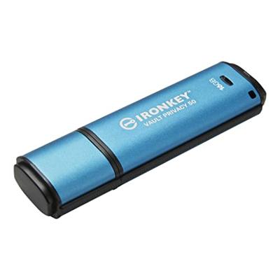 Kingston IronKey Vault Privacy 50 Series USB-stick Retail 16 GB Zwart/blauw IKVP50/16GB USB-A 3.2 Gen 1