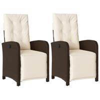 Tuinstoelen 2 st verstelbaar met voetensteun poly rattan bruin - thumbnail