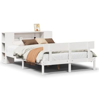 Bed met boekenkast zonder matras grenenhout wit 120x190 cm