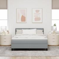 Boxspring Bed met Matras Lichtgrijs 140x190 cm Stof - thumbnail