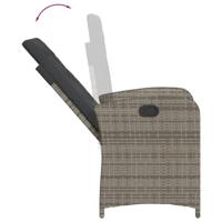 Tuinstoelen 2 st verstelbaar met kussens poly rattan grijs - thumbnail