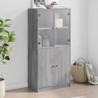 Hoge kast met deuren 68x37x142 cm bewerkt hout grijs sonoma - thumbnail
