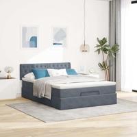 Ottoman bed met matras 140x200cm fluweel donkergrijs - thumbnail