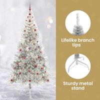 VidaXL Kunstmatig voorverlicht kerstboom met 300 led zilver 240 cm pet - thumbnail