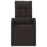 Tuinstoel verstelbaar met kussen poly rattan zwart - thumbnail