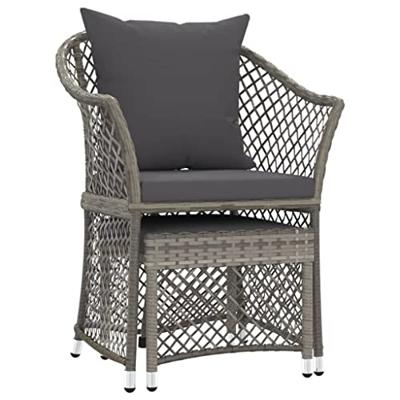2-delige Loungeset met kussens poly rattan grijs 2-delige Loungeset met kussens poly rattan grijs